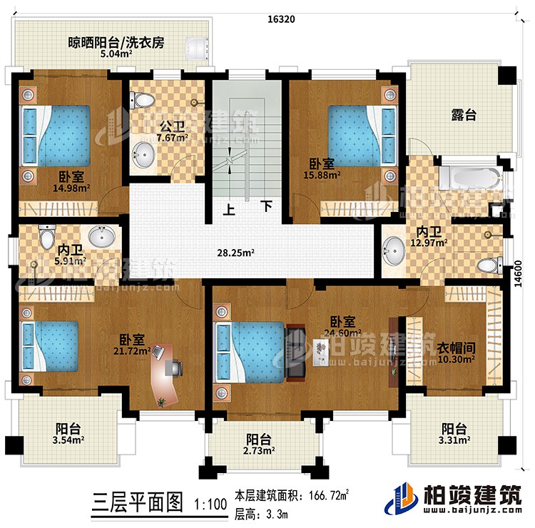 新款农村四层别墅设计图纸及效果图，外立面清新别致BZ412-新中式风格